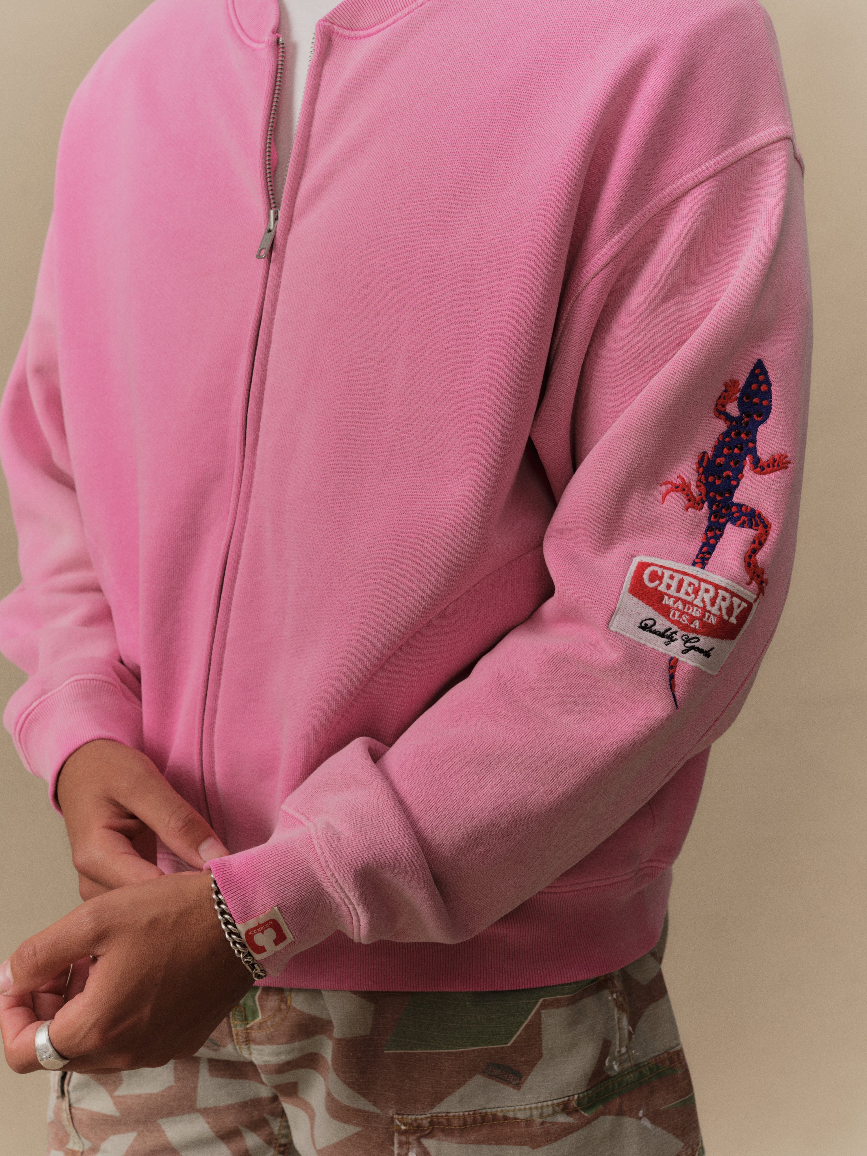 Gecko Zip Up Crew (Fuchsia)